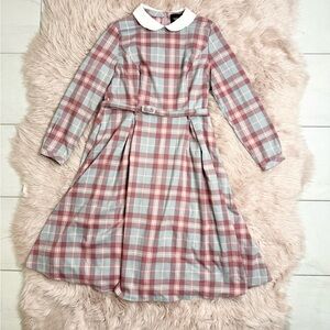 The collectif Classic Pink Plaid Peter Pan Collar woman’s Dress
